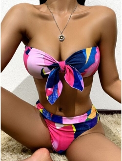 Allover Graphic High Waisted Bikini Swimsuit