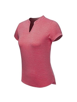 Tennis Shirts for Women Short Sleeves, Solid Golf T Shirts V-Neck Running Shirts