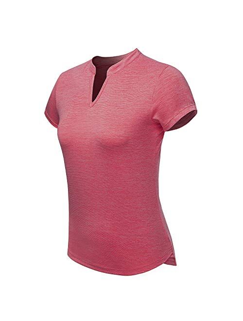 ANIVIVO Tennis Shirts for Women Short Sleeves, Solid Golf T Shirts V-Neck Running Shirts