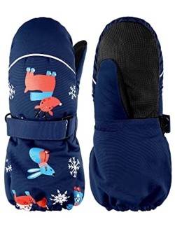 Snow Mittens Winter Ski Mittens Unisex Gloves Kids Waterproof Warm Cotton-lined Gloves