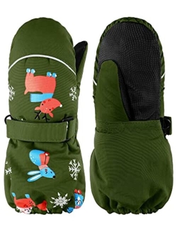 Snow Mittens Winter Ski Mittens Unisex Gloves Kids Waterproof Warm Cotton-lined Gloves