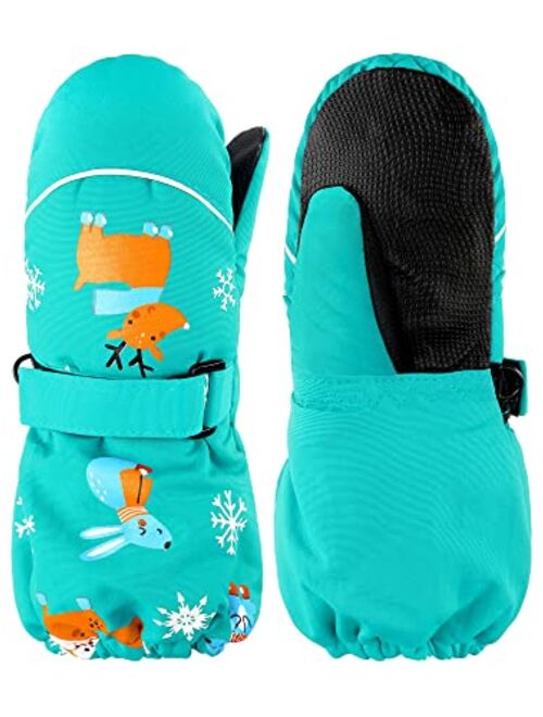 Snow Mittens Winter Ski Mittens Unisex Gloves Kids Waterproof Warm Cotton-lined Gloves