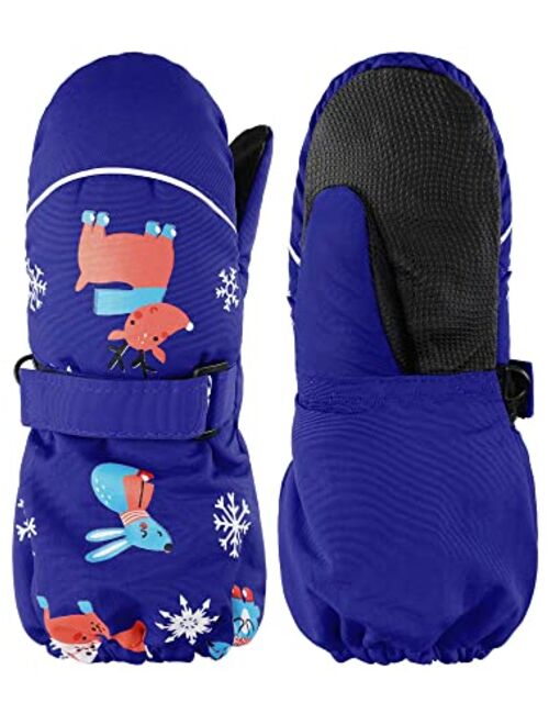 Snow Mittens Winter Ski Mittens Unisex Gloves Kids Waterproof Warm Cotton-lined Gloves