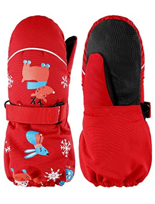 Snow Mittens Winter Ski Mittens Unisex Gloves Kids Waterproof Warm Cotton-lined Gloves