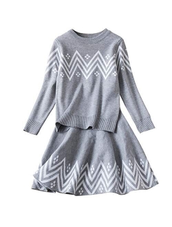 Girls Long Sleeve Autumn Winter Knit Sweater Christmas Dress Casual Wear