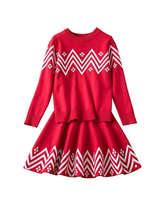 NNJXD Girls Long Sleeve Autumn Winter Knit Sweater Christmas Dress Casual Wear