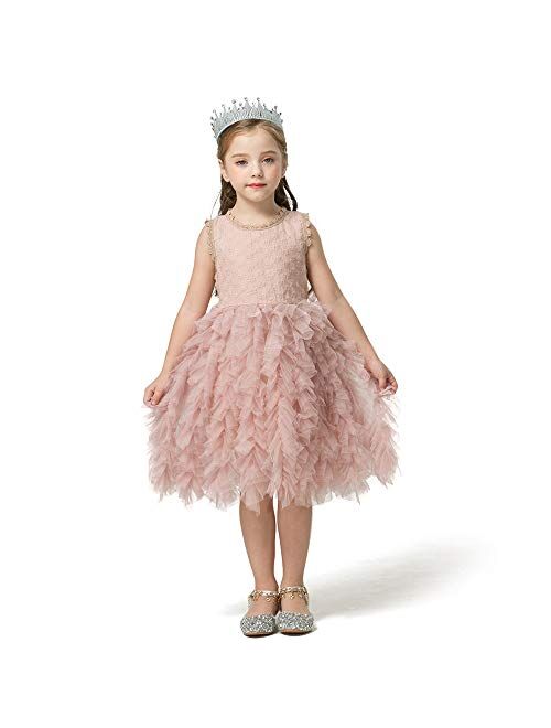 NNJXD Little Girl Tutu Dress Tulle Ruffles Flower Girls Wedding Party Dresses