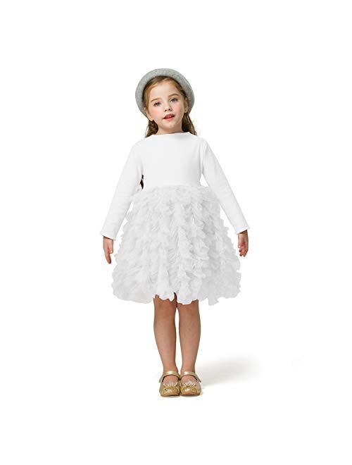 NNJXD Little Girl Tutu Dress Tulle Ruffles Flower Girls Wedding Party Dresses