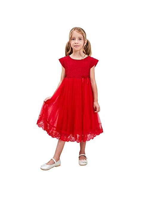 NNJXD Little Girl Tutu Dress Tulle Ruffles Flower Girls Wedding Party Dresses