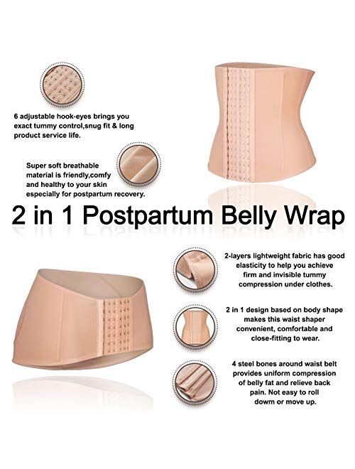 BRABIC 2 in 1 Postpartum Belly Wrap Girdle Pelvis Belt Waist