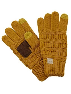 C.C. Kids' Children's Cable Knit Warm Anti-Slip Touchscreen Texting Gloves