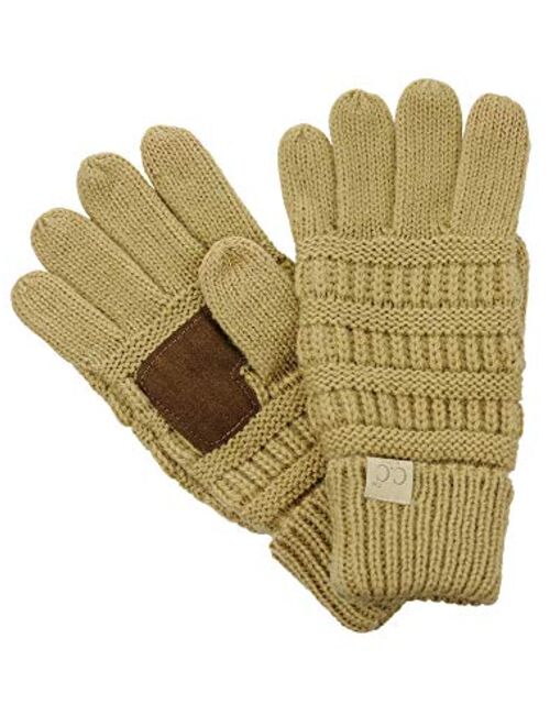 C.C. Kids' Children's Cable Knit Warm Anti-Slip Touchscreen Texting Gloves