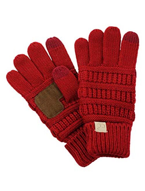 C.C. Kids' Children's Cable Knit Warm Anti-Slip Touchscreen Texting Gloves