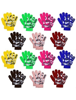 Kids Warm Magic Gloves,14 Pairs Boys Girls Winter Stretchy Knit Gloves