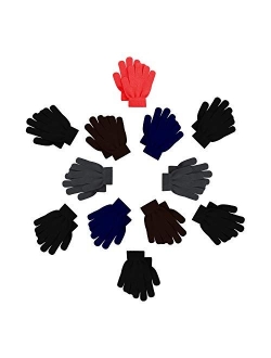 12 Pairs Kids Winter Gloves, Children Bulk Pack Fun Colorful Cute Magic Glove for Boys & Girls