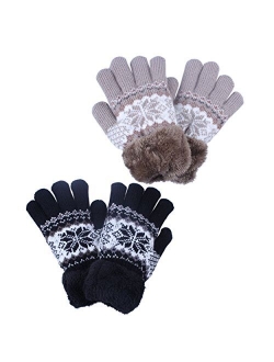 1/2Pairs Kids Boy Girl Warm Winter Gloves Mittens Fleece Lining Snowflake Design