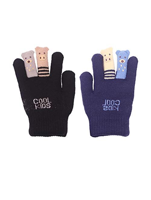 1/2Pairs Kids Boy Girl Warm Winter Gloves Mittens Fleece Lining Snowflake Design