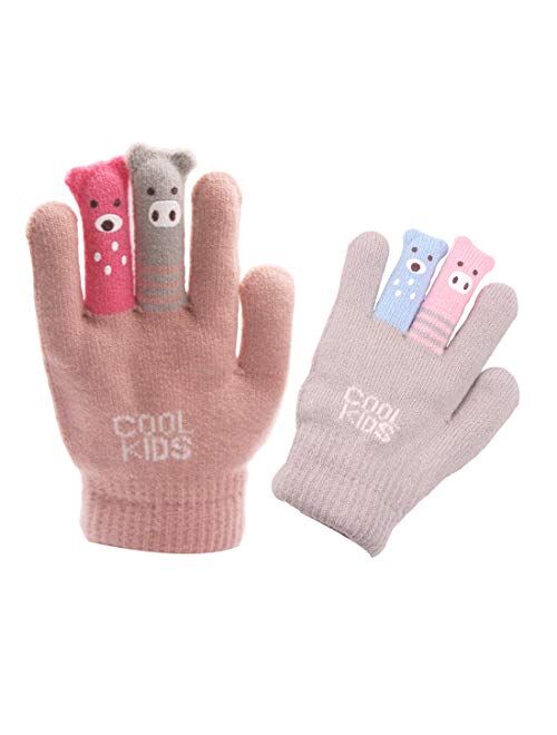 1/2Pairs Kids Boy Girl Warm Winter Gloves Mittens Fleece Lining Snowflake Design