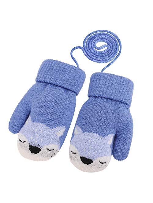 Toddler Kids Winter Warm Thick Full Finger Gloves Children Assorted Color Magic Mittens