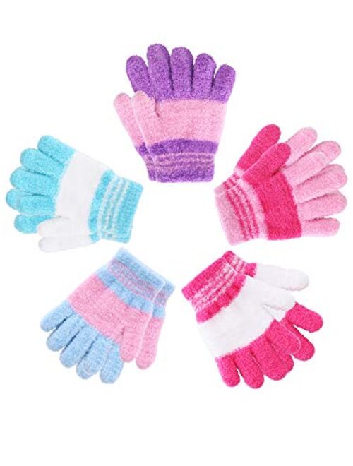 5 Pairs Kids Gloves Full Fingers Gloves Knitted Warm Gloves Winter Mittens for Little Boys and Girls Daily Supplies