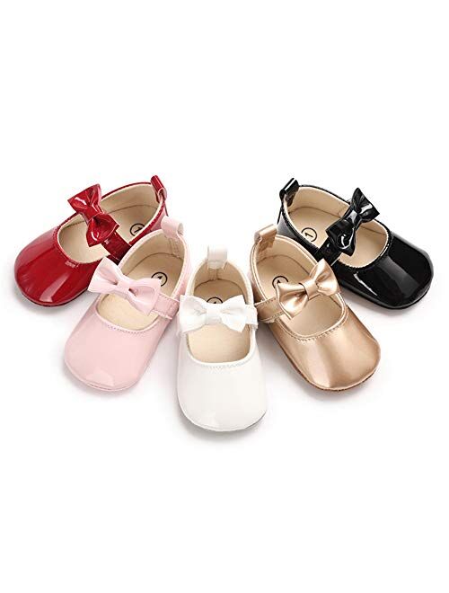 Meckior Infant Baby Girls Bowknot Princess Mary Jane Prewalker Flat Shoes