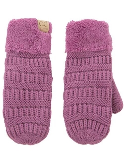 Funky Junque Exclusives Mittens Girls Warm Lined Soft Knit Kid Unisex Pom Gloves