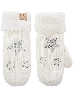 Funky Junque Exclusives Mittens Girls Warm Lined Soft Knit Kid Unisex Pom Gloves