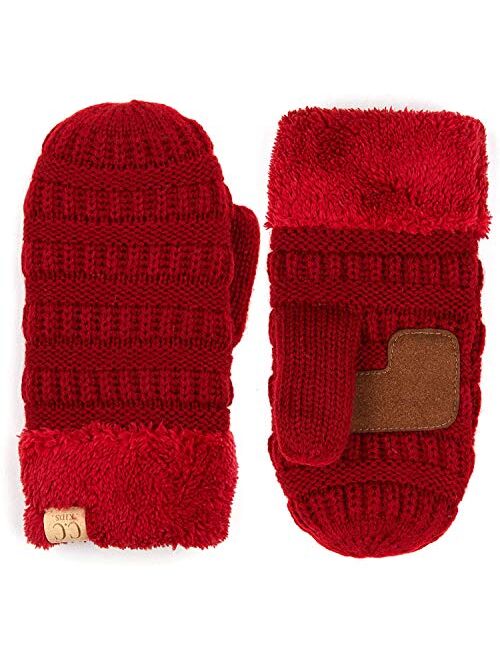 Funky Junque Exclusives Mittens Girls Warm Lined Soft Knit Kid Unisex Pom Gloves