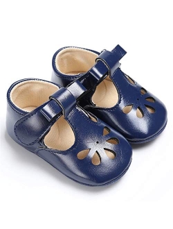 BENHERO Baby Girls Mary Jane Flats with Bowknot Non-Slip Toddler First Walkers Princess Dress Shoes