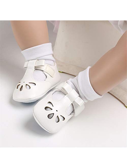 BENHERO Baby Girls Mary Jane Flats with Bowknot Non-Slip Toddler First Walkers Princess Dress Shoes