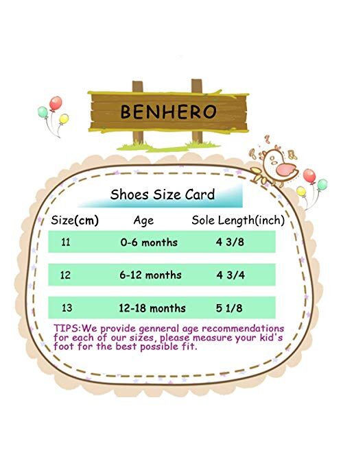 BENHERO Baby Girls Mary Jane Flats with Bowknot Non-Slip Toddler First Walkers Princess Dress Shoes