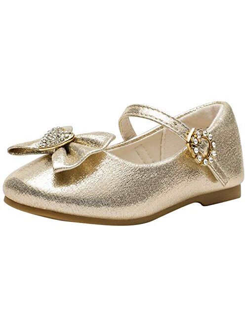 DREAM PAIRS ANGEL-22 Mary Jane Front Bow Heart Rhinestone Buckle Ballerina Flat