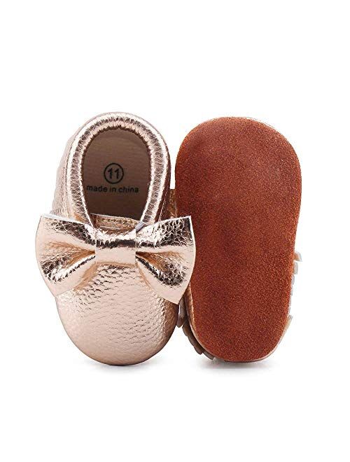 OOSAKU Infant Toddler Baby Soft Sole PU Leather Bowknots Shoes