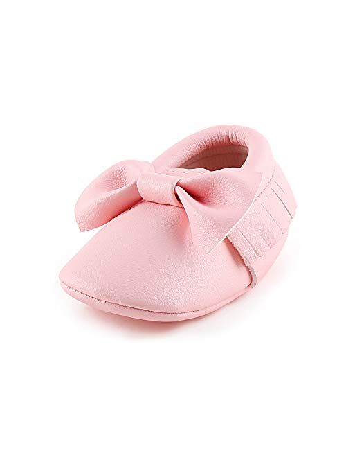 OOSAKU Infant Toddler Baby Soft Sole PU Leather Bowknots Shoes