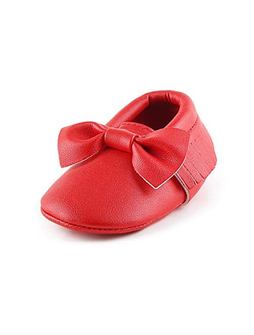 OOSAKU Infant Toddler Baby Soft Sole PU Leather Bowknots Shoes