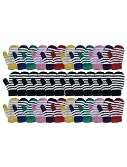 Yacht & Smith Kids Gloves & Mittens in Bulk, Winter Striped Children Age 3-8