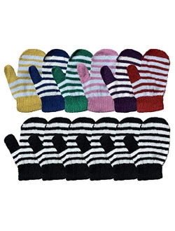 Yacht & Smith Kids Gloves & Mittens in Bulk, Winter Striped Children Age 3-8