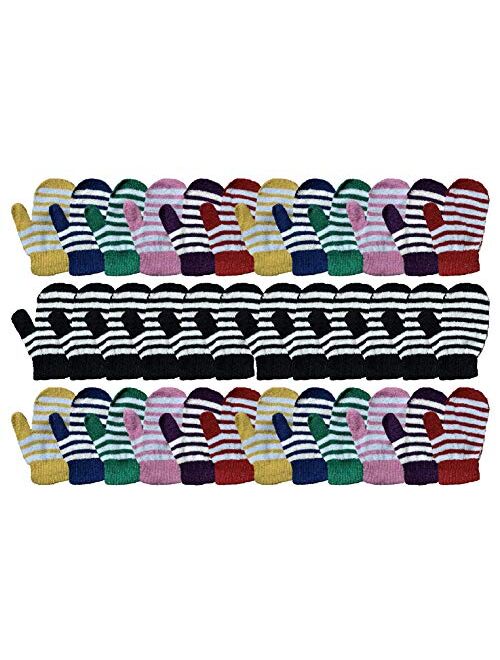 Yacht & Smith Kids Gloves & Mittens in Bulk, Winter Striped Children Age 3-8