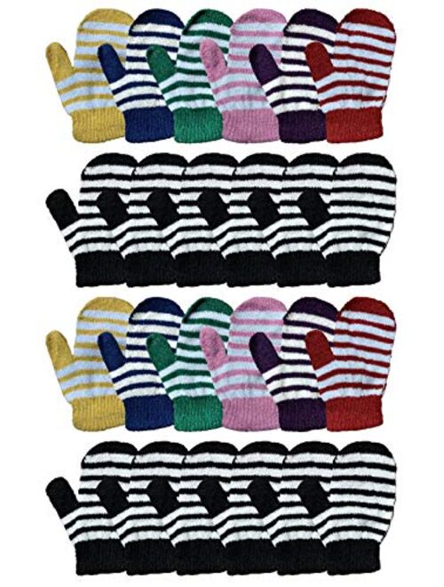 Yacht & Smith Kids Gloves & Mittens in Bulk, Winter Striped Children Age 3-8