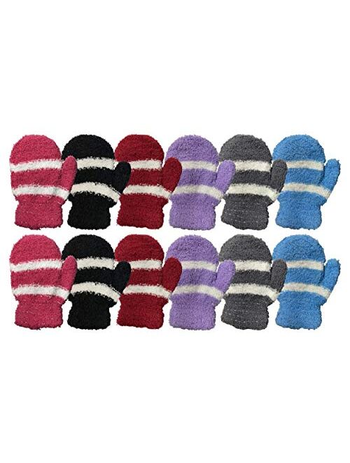 Yacht & Smith Kids Gloves & Mittens in Bulk, Winter Striped Children Age 3-8