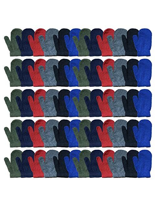 Yacht & Smith Kids Gloves & Mittens in Bulk, Winter Striped Children Age 3-8