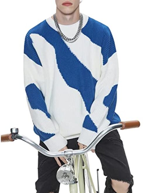Aelfric Eden Men Fashion Cartoon Sweater Long Sleeve Crewneck Casual Sweaters Retro Couple Top