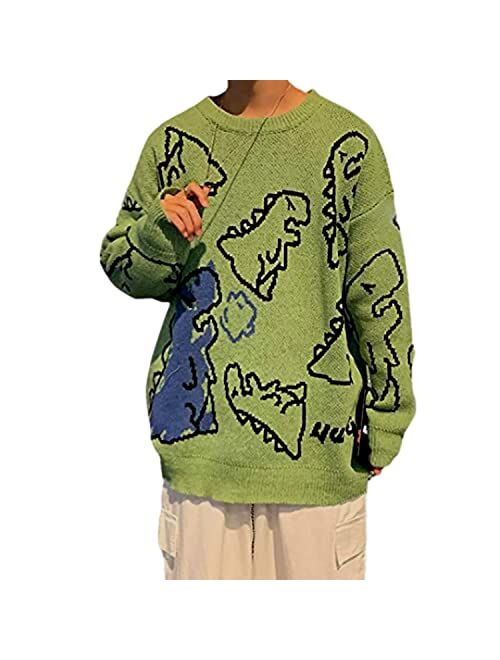 Aelfric Eden Men Fashion Cartoon Sweater Long Sleeve Crewneck Casual Sweaters Retro Couple Top