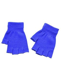 Boys and Girls Fingerless Gloves Winter Solid Knitted Texting Mitten 6" Length