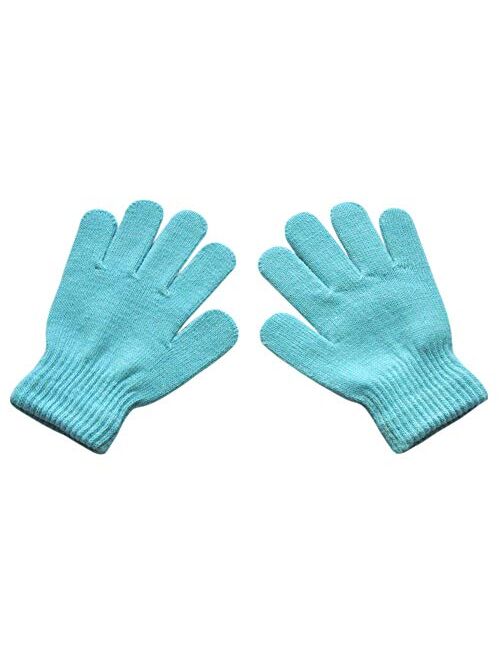 BaiX Boys and Girls Warm Winter Knitted Writing Gloves, 5-12 Years Old