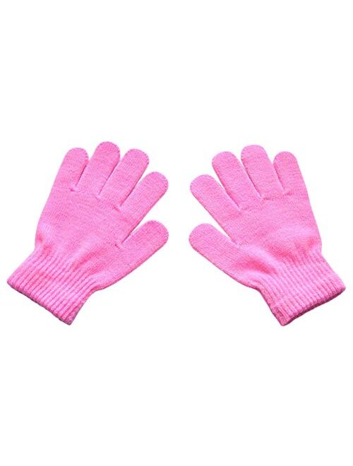 BaiX Boys and Girls Warm Winter Knitted Writing Gloves, 5-12 Years Old