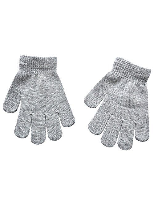 BaiX Boys and Girls Warm Winter Knitted Writing Gloves, 5-12 Years Old