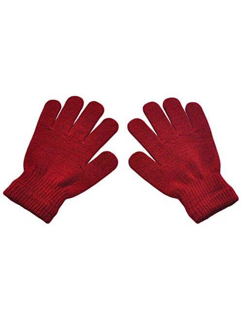 BaiX Boys and Girls Warm Winter Knitted Writing Gloves, 5-12 Years Old