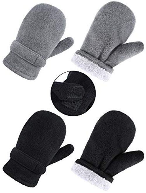 2 Pairs Fleece Mittens Soft Sherpa Gloves Winter Warm Gloves for Boys Girls Cold Weather