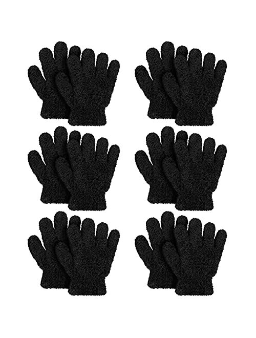 6 Pairs Kids Gloves Full Finger Knitted Thermal Gloves Winter Warm Mitten for 3-8 Years Old Boys Girls